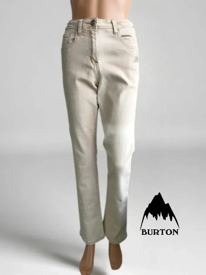 Jean beige créme Burton,coupe straight ,taille haute,stretch,ajusté