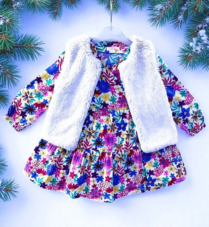 DPAM - ENSEMBLE 2P FILLE - ROBE & BOLÉRO RÉVERSIBLE MOTIF FLEURS & VOLANT 3A