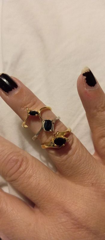 Lot 3 bagues pierre noire