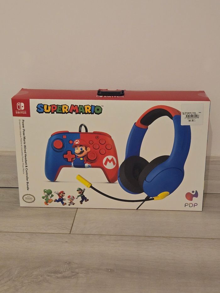 Pack Gaming Mario Pdp Manette filaire + Casque filaire pour Nintendo Switch neuf