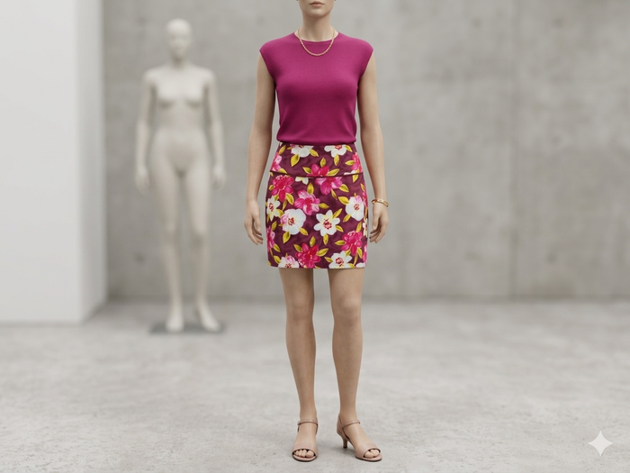 Jupe courte fleurie doublée Taille 38 H§M Neuve - photo numéro 1
