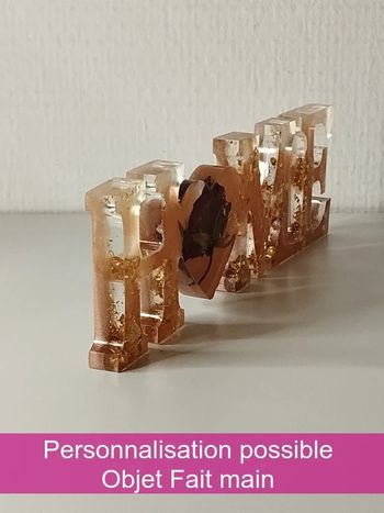 Objet de décoration en résine fleur naturelle feuilles d'or à poser ou murale abr022