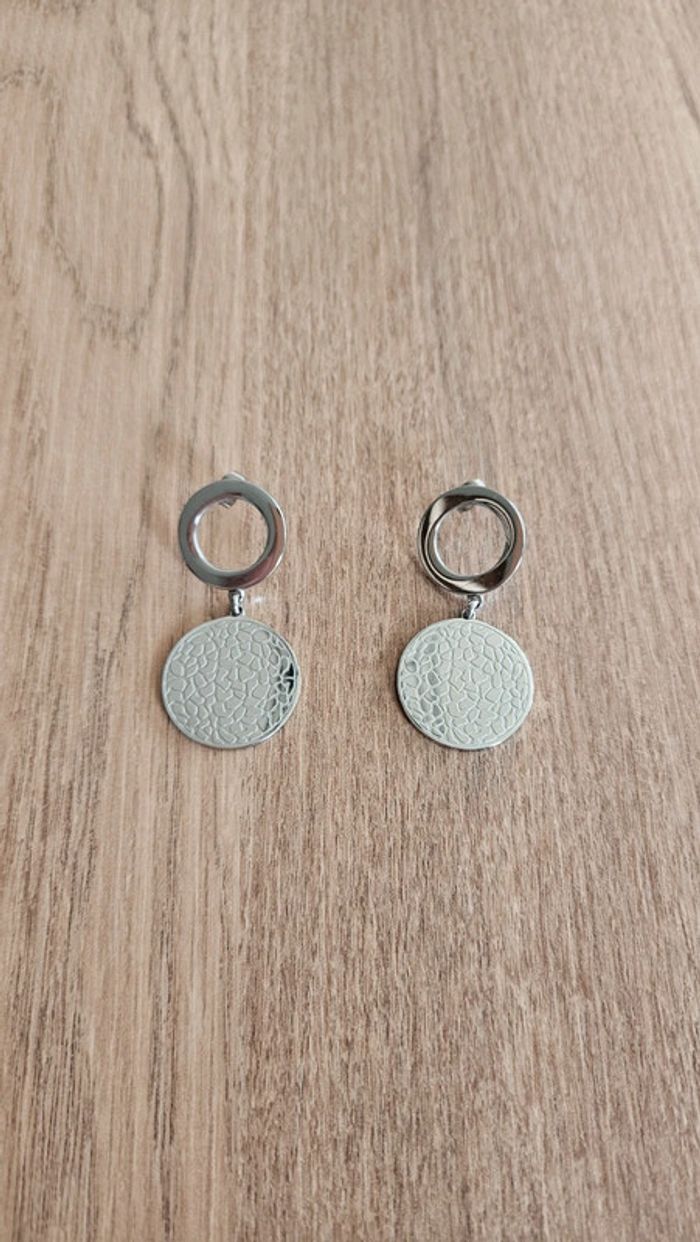 Boucles d'oreilles pendantes, argent, Lotus