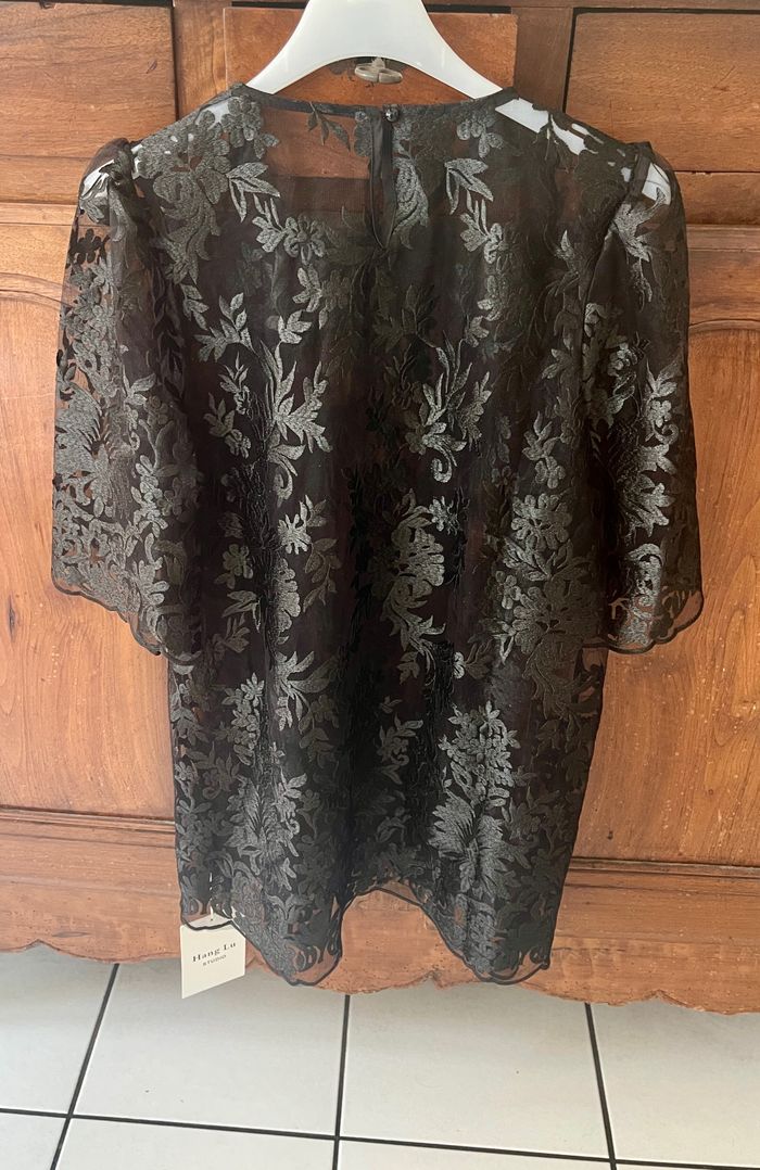 Blouse dentelle noir manches courtes - photo numéro 2