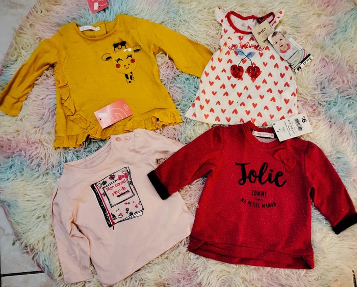 Lot bébé gemo 6/12 mois girl top hauts ensembles