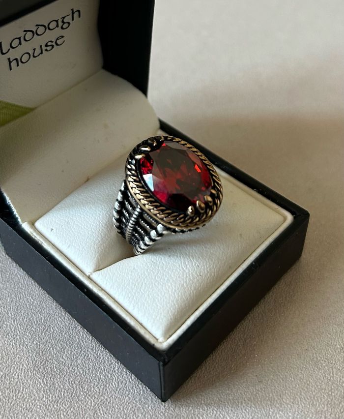 Chevalière en argent 925 pierre naturelle taille 64 - photo numéro 3