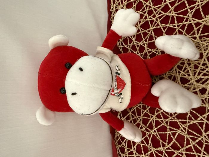 doudou singe rouge , blanc - photo numéro 6