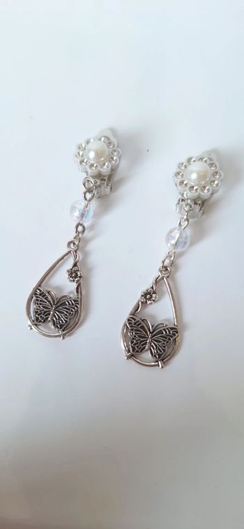 Boucles d’oreilles à clips papillons argentés