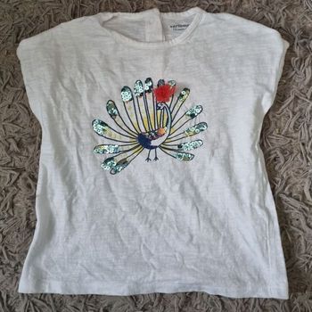 T-shirt avec paon et sequins 12mois
