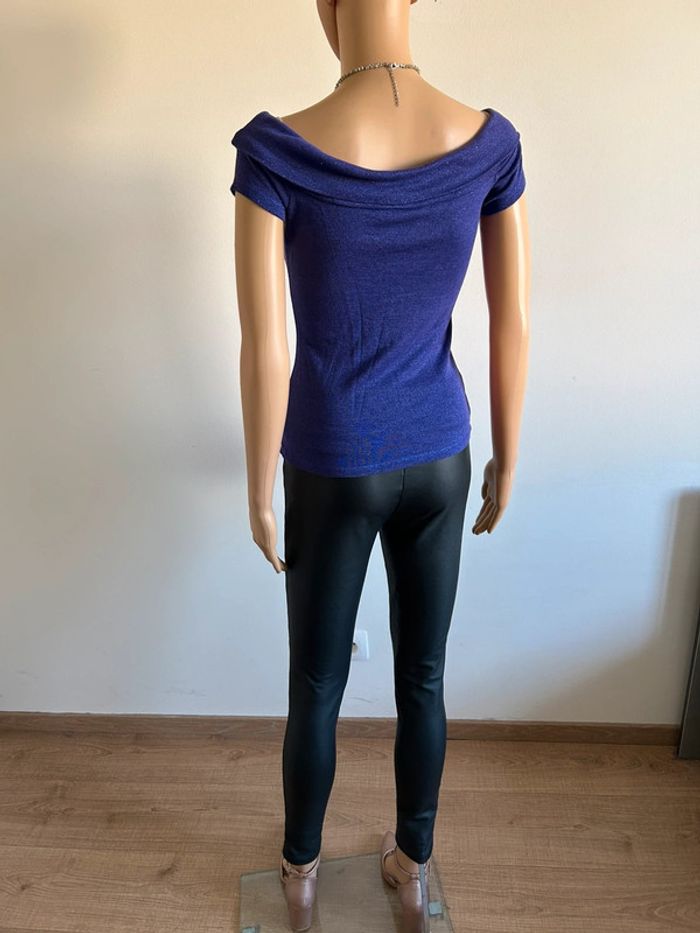 Haut violet pailleté à manches courtes Morgan taille XS TBE - photo numéro 10