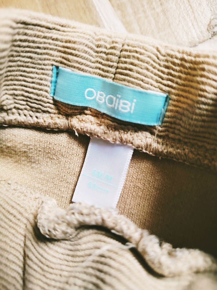 🐵Obaïbi/Okaidi - Ensemble Pantalon molletonné beige et chemise motifs chats et singes -taille 6mois - photo numéro 6