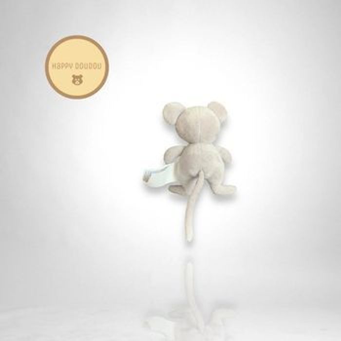 Doudou peluche Hochet Souris Grise Obaïbi A414 - photo numéro 2