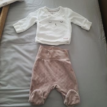 1 ensemble velour hiver Coton bébé garçon 56cm 1-3 mois c&a baby/mini baby