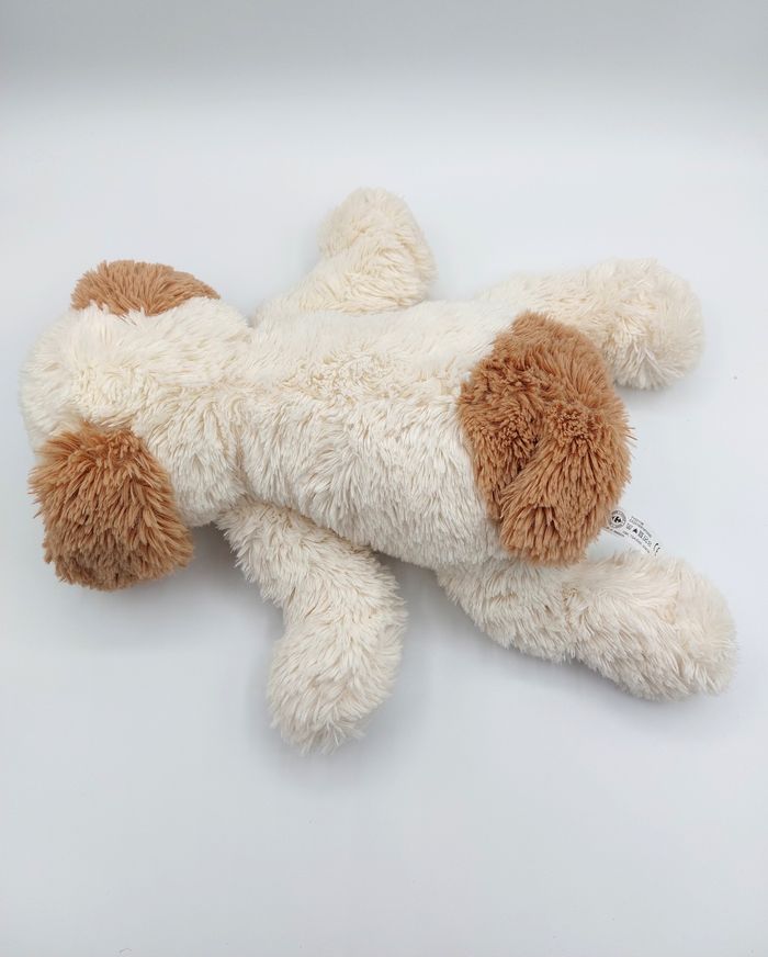 Peluche doudou chien blanc écru marron beige Carrefour cocard 40 cm yeux durs - photo numéro 7
