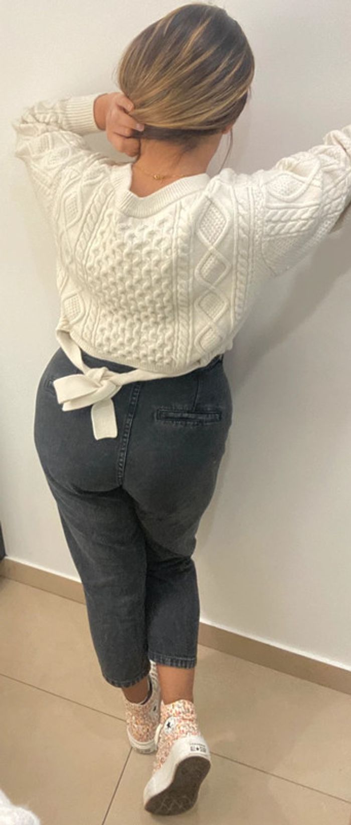 Superbe Pull Court Crème Taille M - photo numéro 7