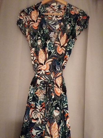 Robe longue imprimée fleurs noire M