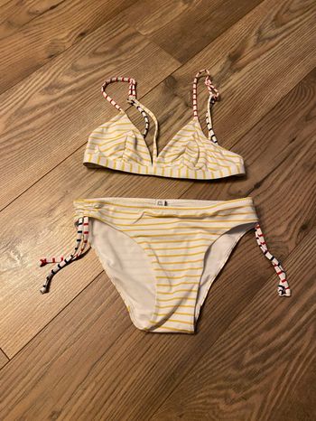 Maillot de bain 2 pièces Etam T36 rayé jaune et blanc