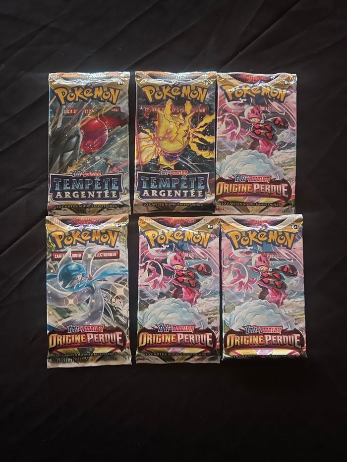 Lots 2 booster tempête argentée et 4 booster origine perdue