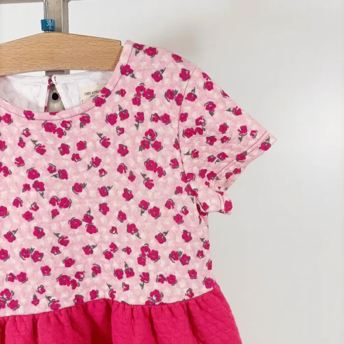 Robe fille imprimé fleuri rose fuchsia CMT Atelier – taille 8 ans estimé A1095 - photo numéro 4