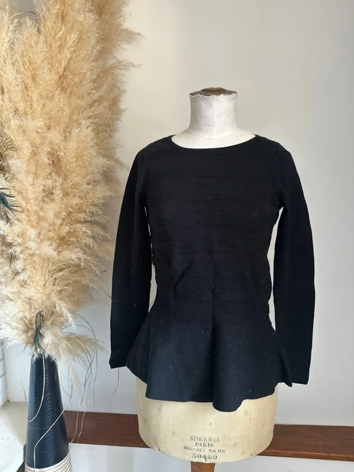 Pull noir péplum S Etam