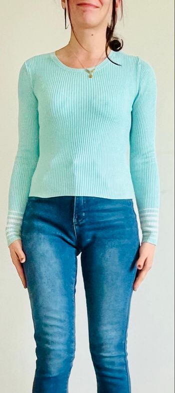 Pull côtelé Pull&Bear vert d’eau - Taille S/36 - Très bon état