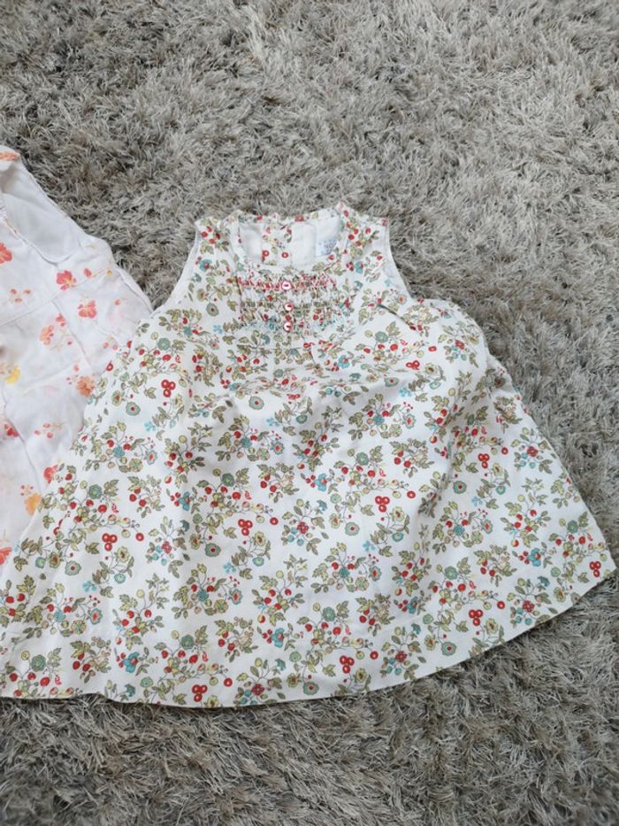 Lot de deux robes été manche courte bébé fille 6 mois vintage - photo numéro 2