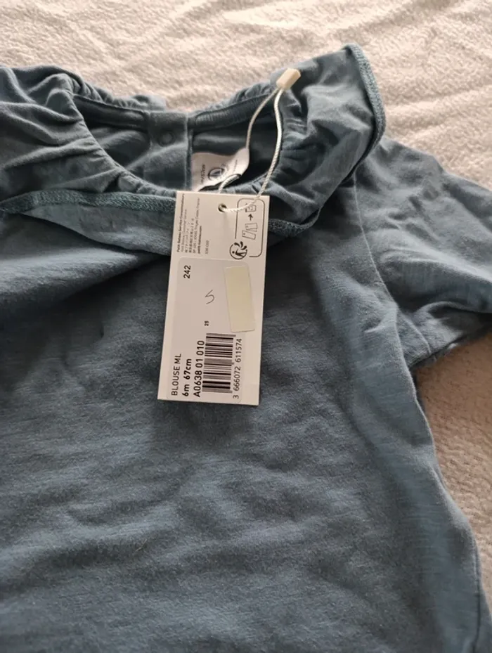 Blouse fille bleue petit bateau 6 mois neuve - photo numéro 4