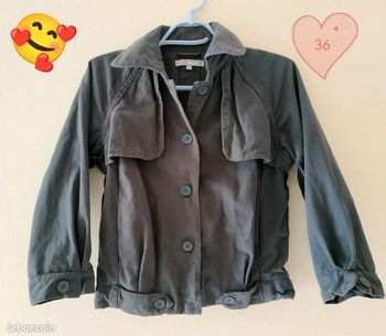 Joli veste paletot gris bleu 36