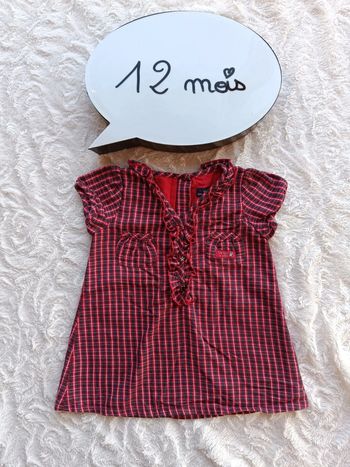 Robe courte à  carreaux Fille 12 mois étoile cœur guitare Sergent major