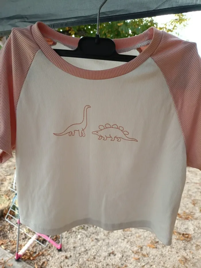 Tee-shirt court rose dinosaure shein - photo numéro 2