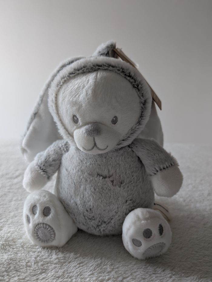Peluche musicale Lapin Gris Blanc