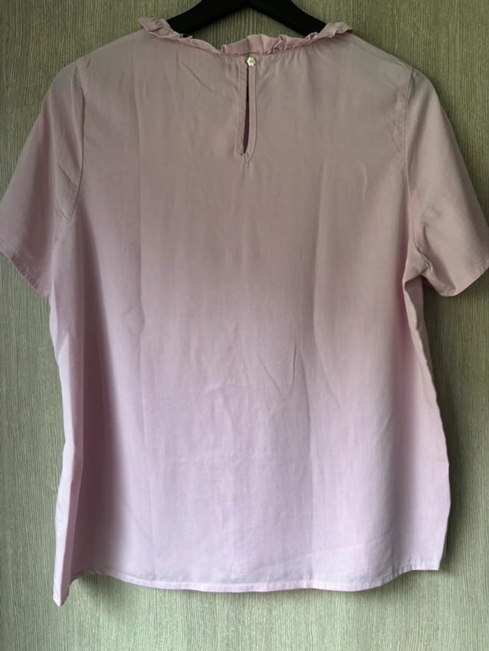 Blouse Balzac rose poudré col volanté - T38 - photo numéro 6