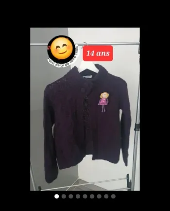 Gilet en maille fille 14an violet