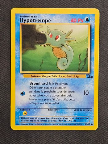 Carte Pokemon Hypotrempe Fossile 49/62