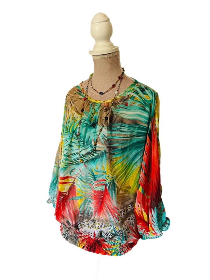 🌴🌺Blouse d’été bohème tropical🌿Exotic foliage summer blouse🌺🌴 - photo numéro 2