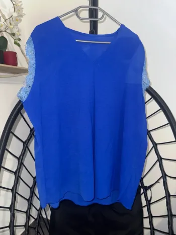 Débardeur femme bleu sans manches – Taille unique – Léger et tendance