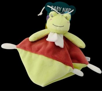 ❤️B4575 Mon Doudou Grenouille Mouchoir Plat BABY NAT Babynat Vert Rouge Brique