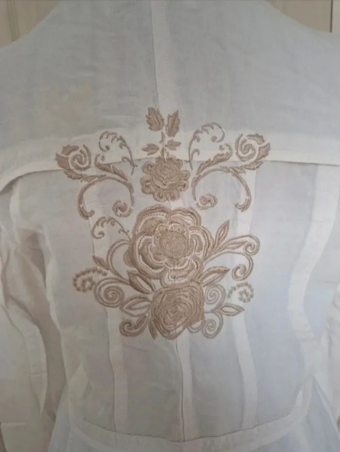 Jolie veste cintré blanche 55% lin femme my collection taille M/38 - photo numéro 6