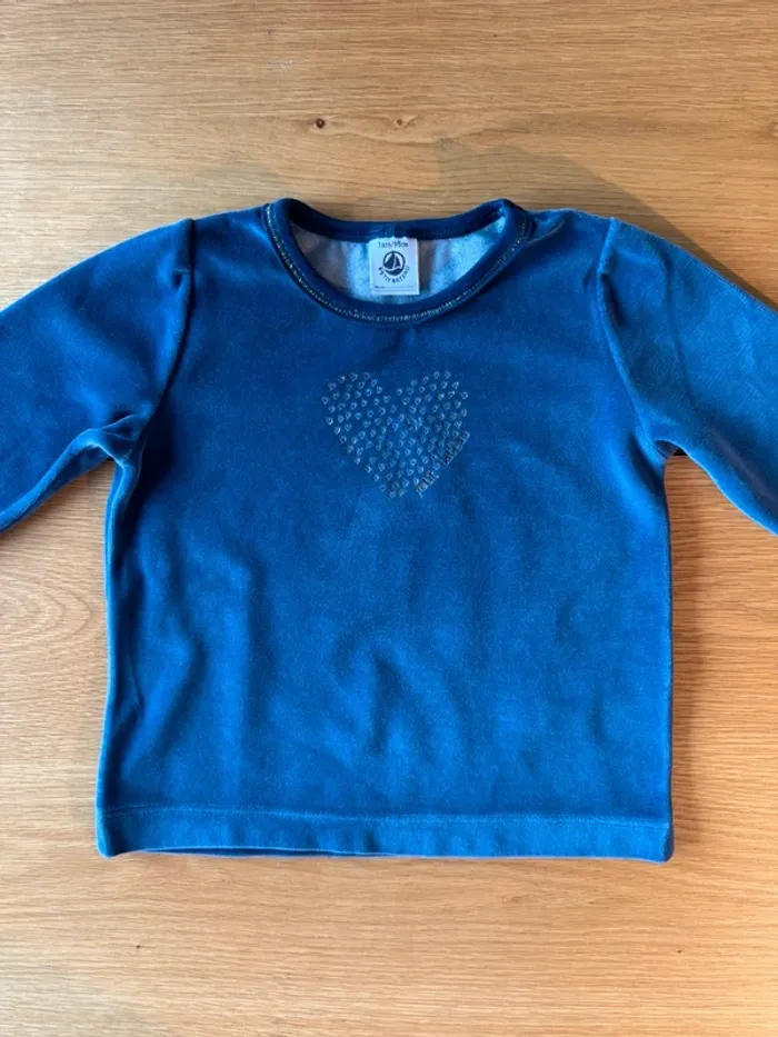 Pyjama 2 pièces en velours bleu marine et doré - Taille 3 Ans - photo numéro 5
