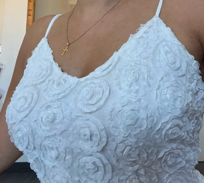 Robe blanche été fleurs sexy - photo numéro 3