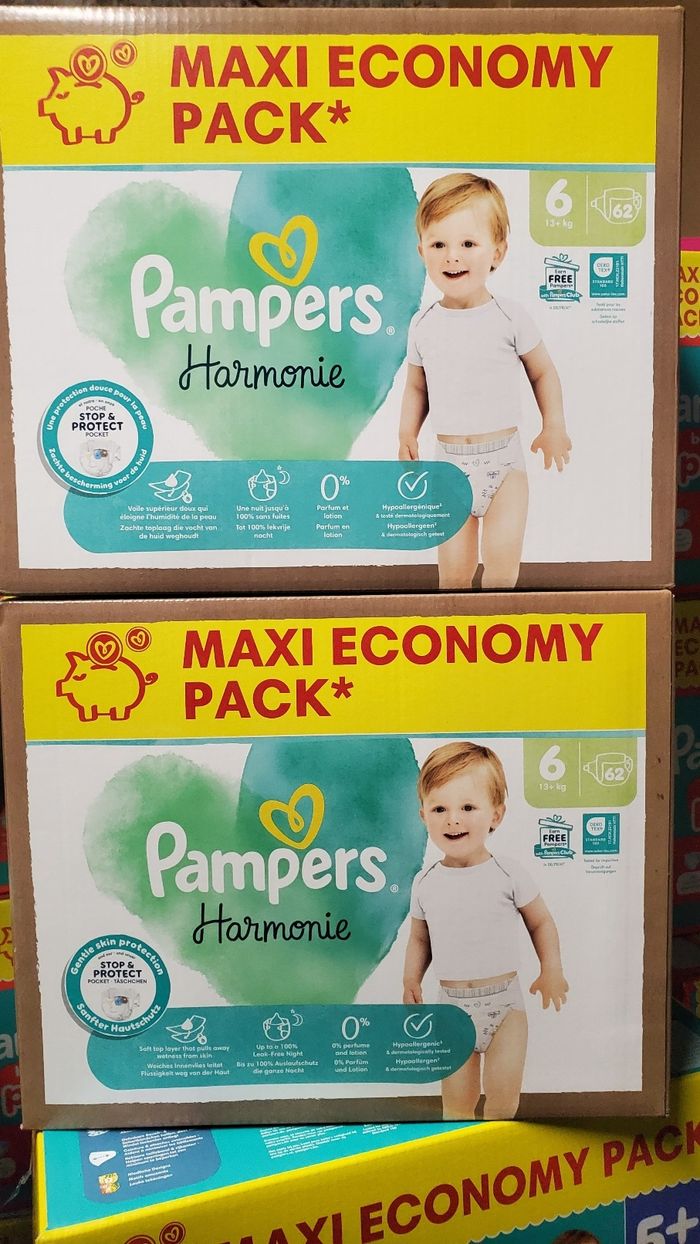Couches Pampers Harmonie taille 6, 124 Couches.