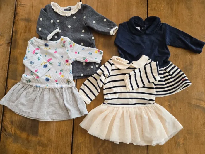Lot 4 robes hiver Petit Bateau 3 mois fille