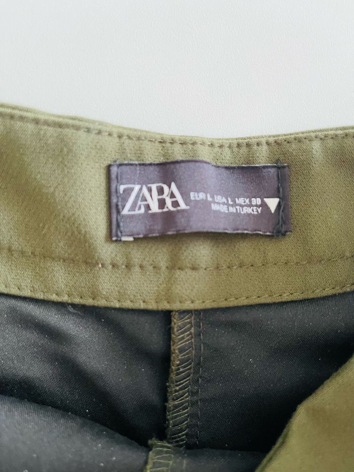 Jupe short zara vert kaki taille L - photo numéro 3