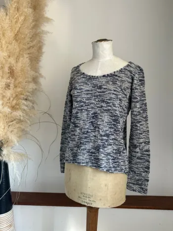 Pull mi saison Pimkie bleu chiné avec voilage dos bleu S