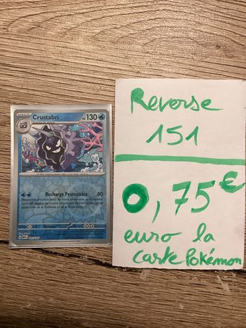 carte Pokémon crustabri reverse 091/165 EV3.5 collection 151 FR neuf sortie de booster