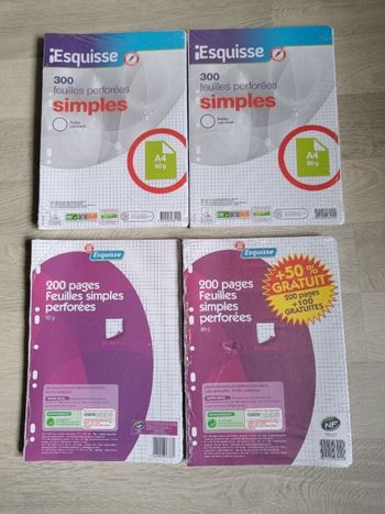 4 paquets de feuilles simples petits carreaux