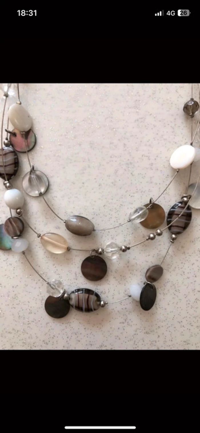 Collier 3 rangs fantaisie - photo numéro 2