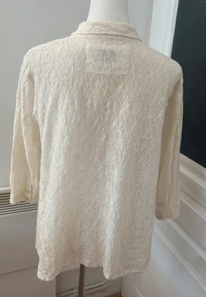Masai chemise, haut blouse boutonné  en dentelle crème , femme, taille S - photo numéro 5