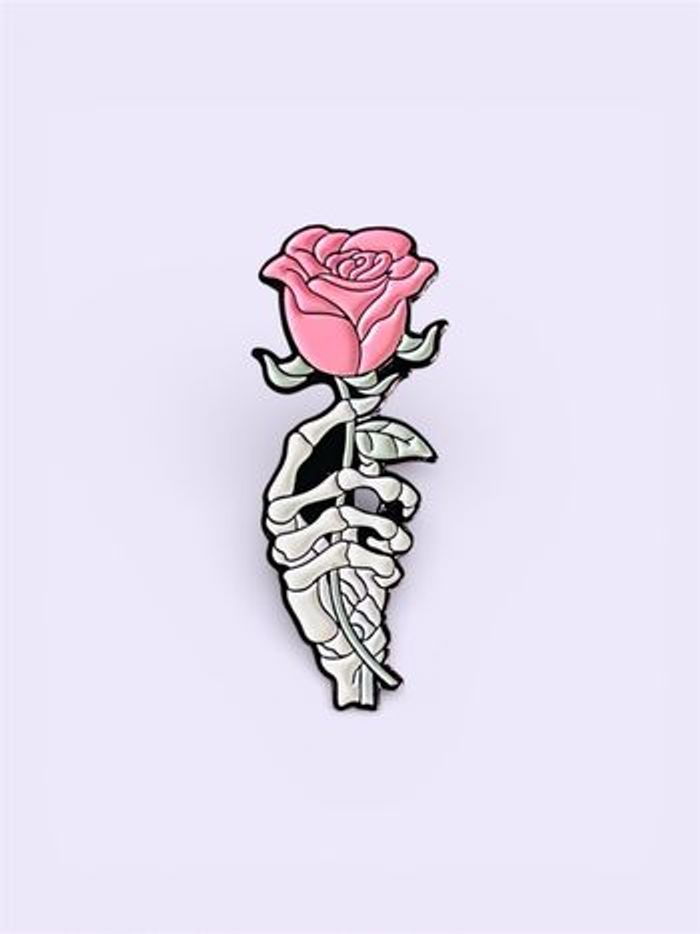 Pins Email Skull Hand Roses