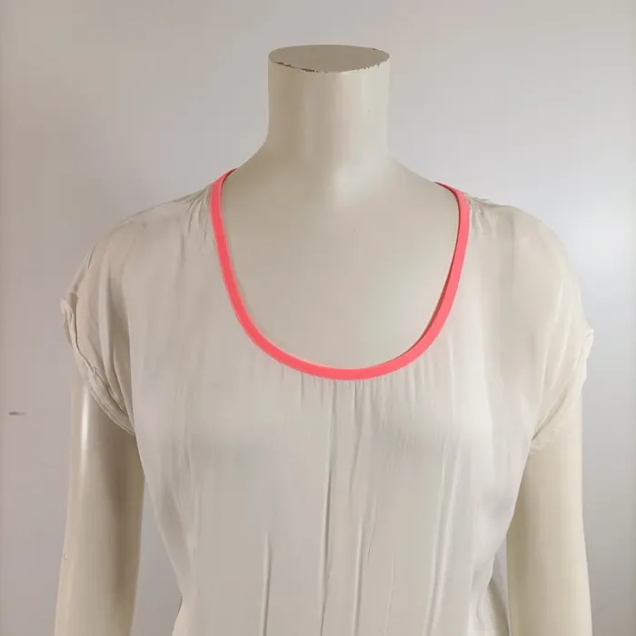 Robe blanche EDC by Esprit col fluo taille S motif ethnique bas de robe A1560 - photo numéro 2